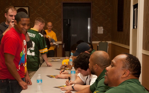 NFL players visit service members on Camp Shields