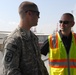 Command Sgt. Maj. Barja with the 371st Sus. Bde. tours cargo operations in Southwest Asia.