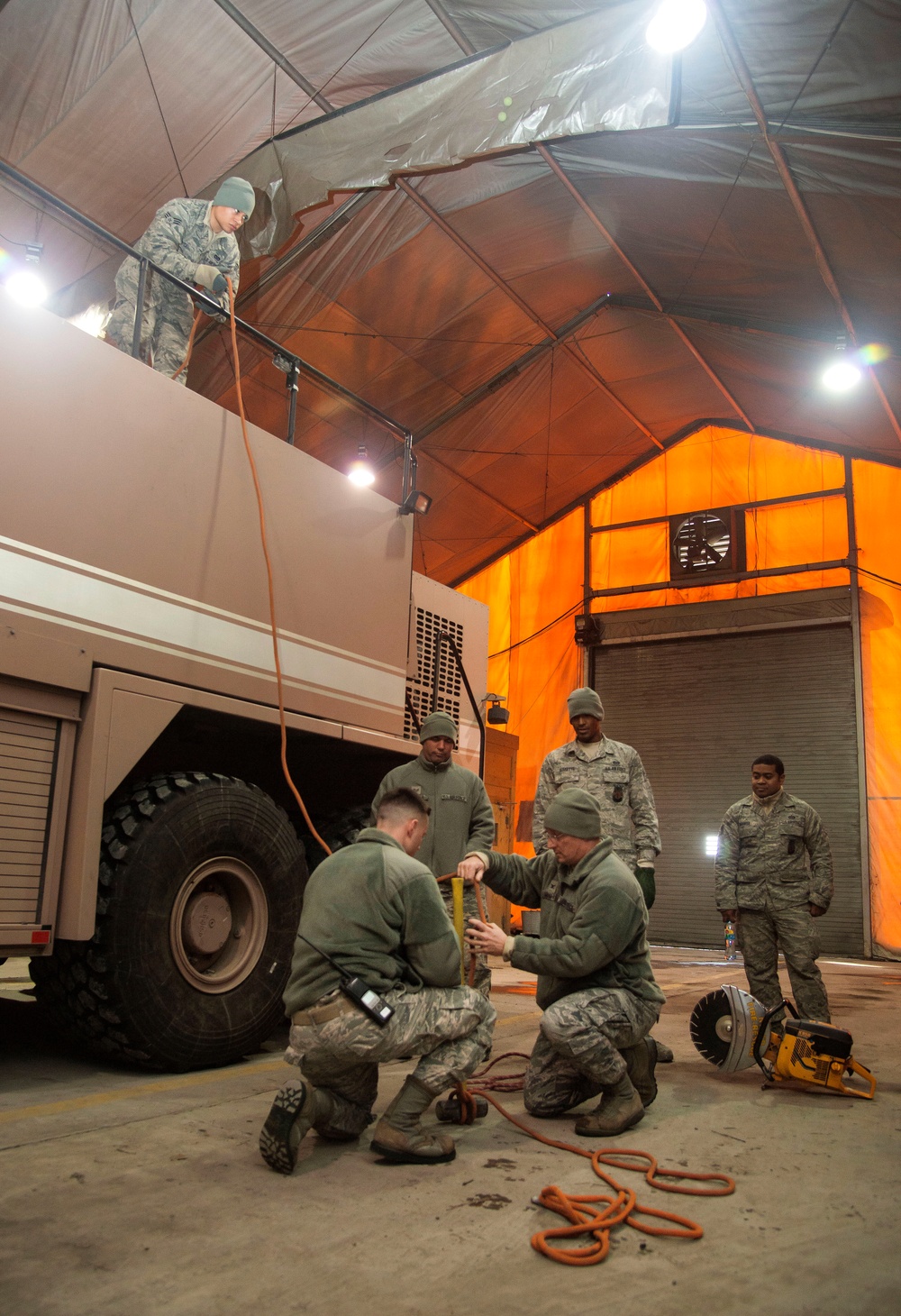 376th ECES firefighters maintain mission readiness
