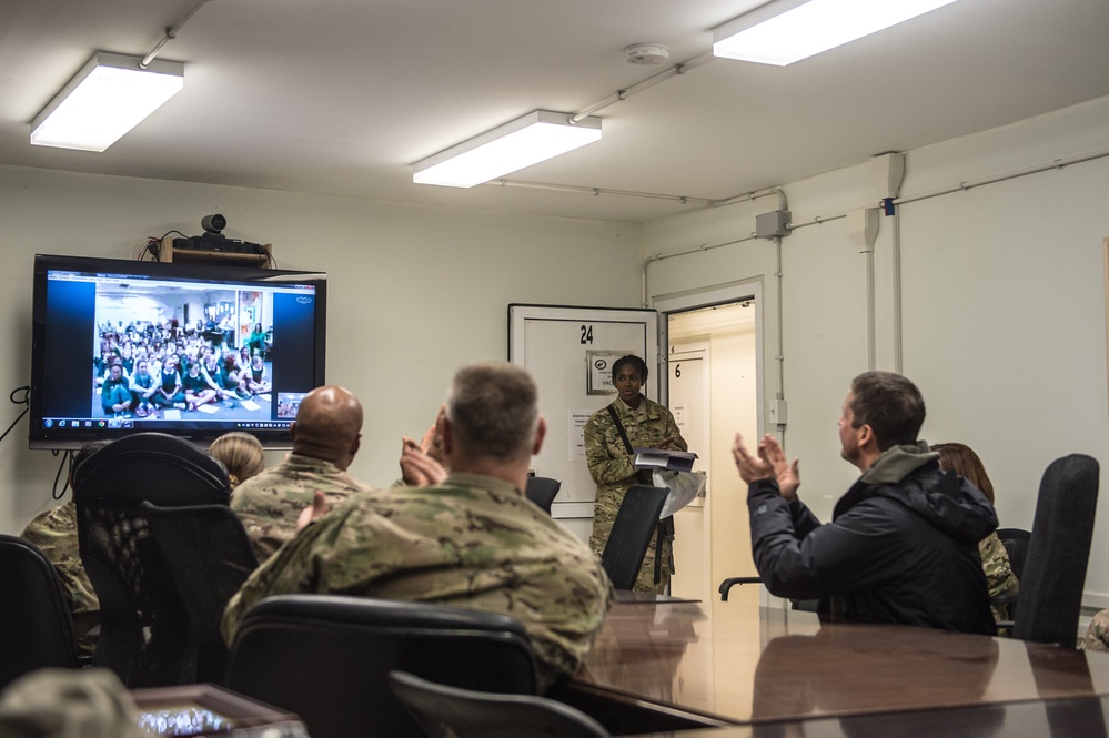 Ravens head coach John Harbaugh visits troops in Afghanistan
