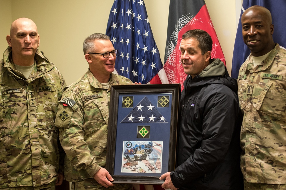 Ravens head coach John Harbaugh visits troops in Afghanistan