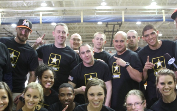 MLB layers and Fox Sports Girls wiffle ball game with Fort Bragg soldiers