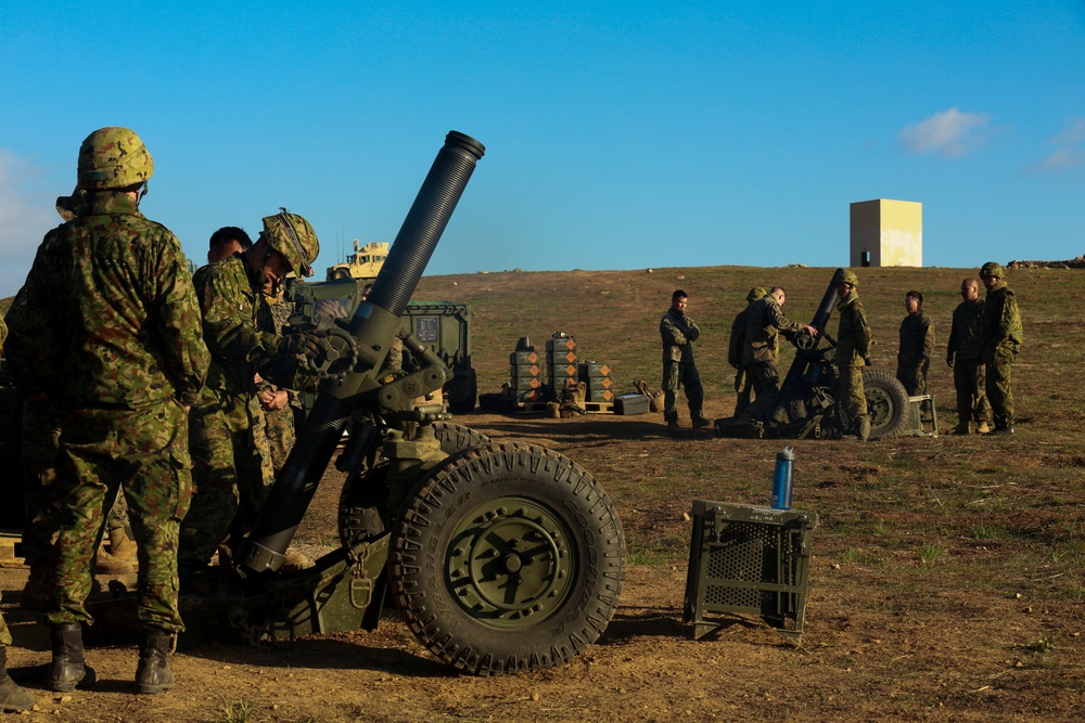 Marines, JGSDF fire 120mm mortars during Iron Fist