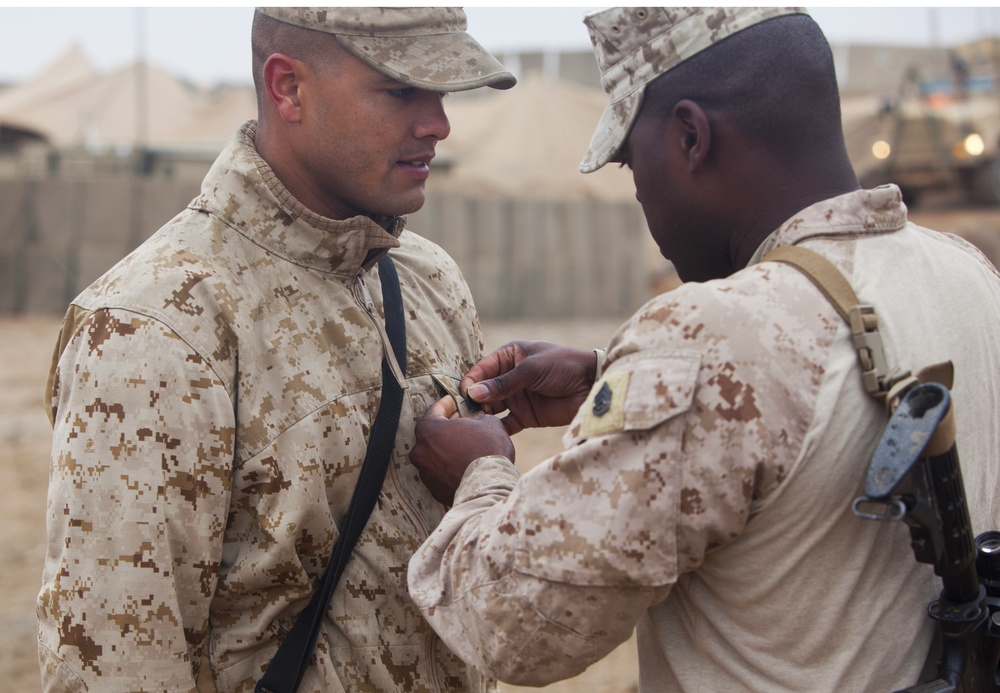 Marine in Afghanistan promoted, awarded for six-course meal at patrol base