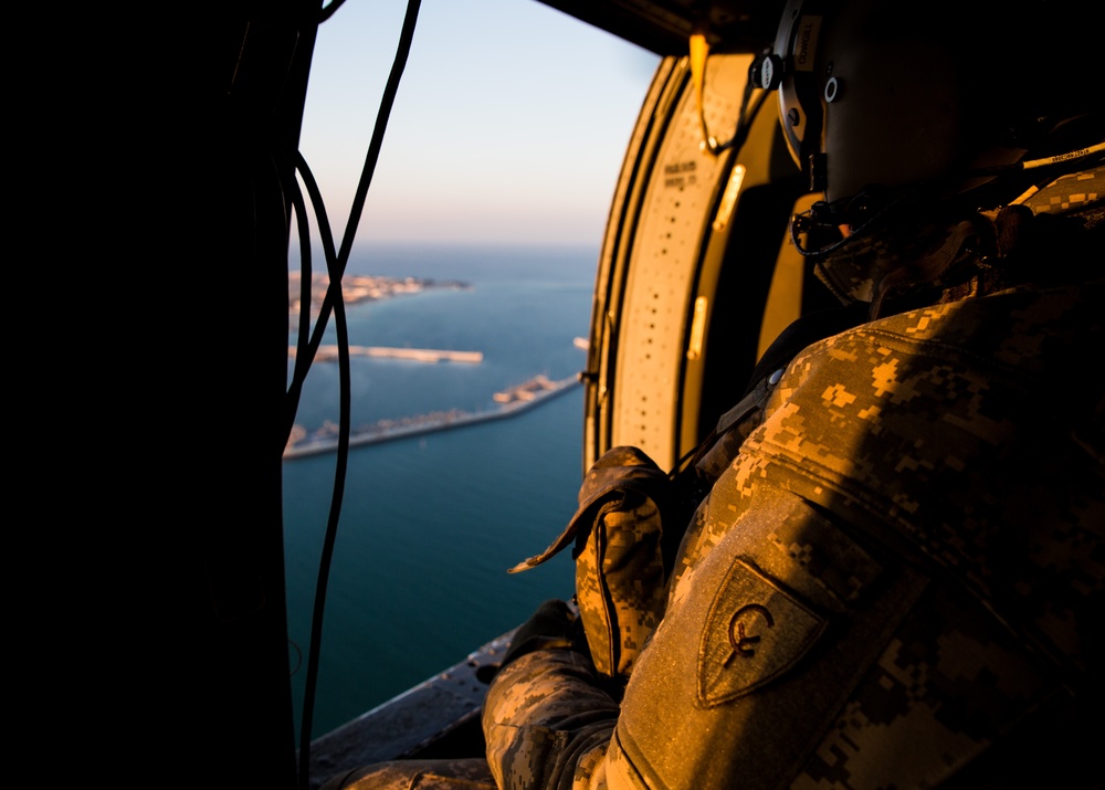 Michigan Army National Guard soldiers fly in Kuwait
