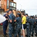 Sea cadets learn about firefighting aboard Coast Guard cutters