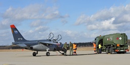 Belgian Alpha Jets land for fuel at GK