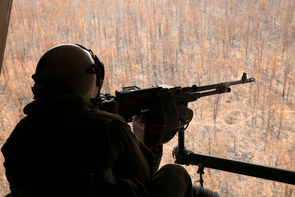 MV-22 crew chief rehearses live-fire