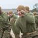 Parris Island recruits strike blows during Marine Corps martial arts training
