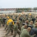 Parris Island recruits strike blows during Marine Corps martial arts training