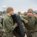 Parris Island recruits strike blows during Marine Corps martial arts training