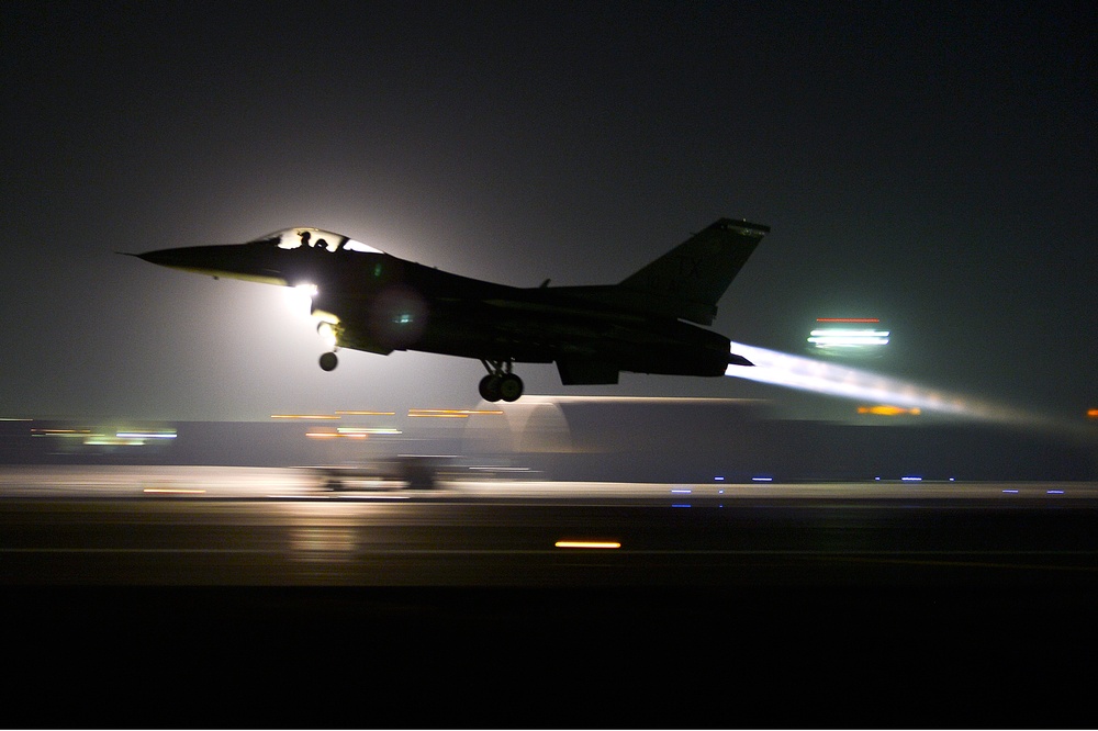 Night operations at Bagram Air Field