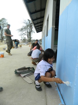 Thai students, community come together to paint school during Cobra Gold 2014
