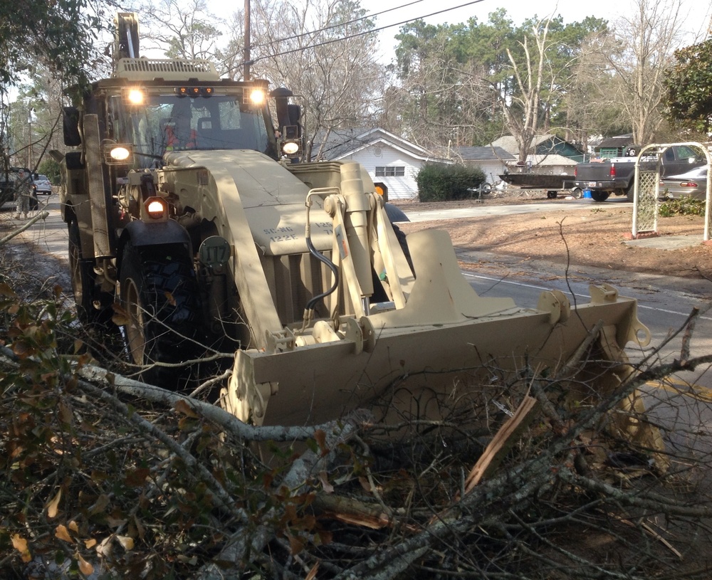 SC National Guard debris removal teams clear roads after ice storm