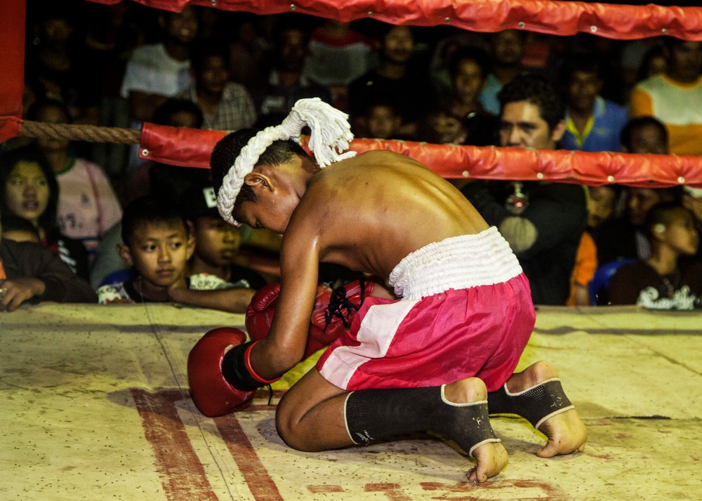 Muay Thai fighters hold exhibition matches for service members during CG 14