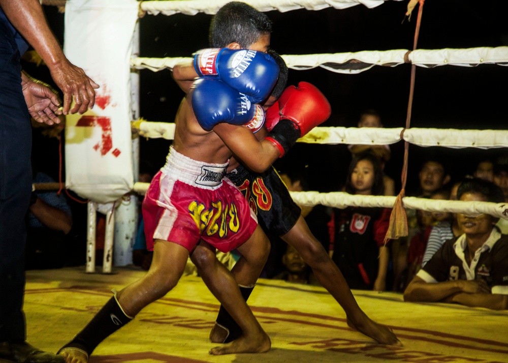 Muay Thai fighters hold exhibition matches for service members during CG 14