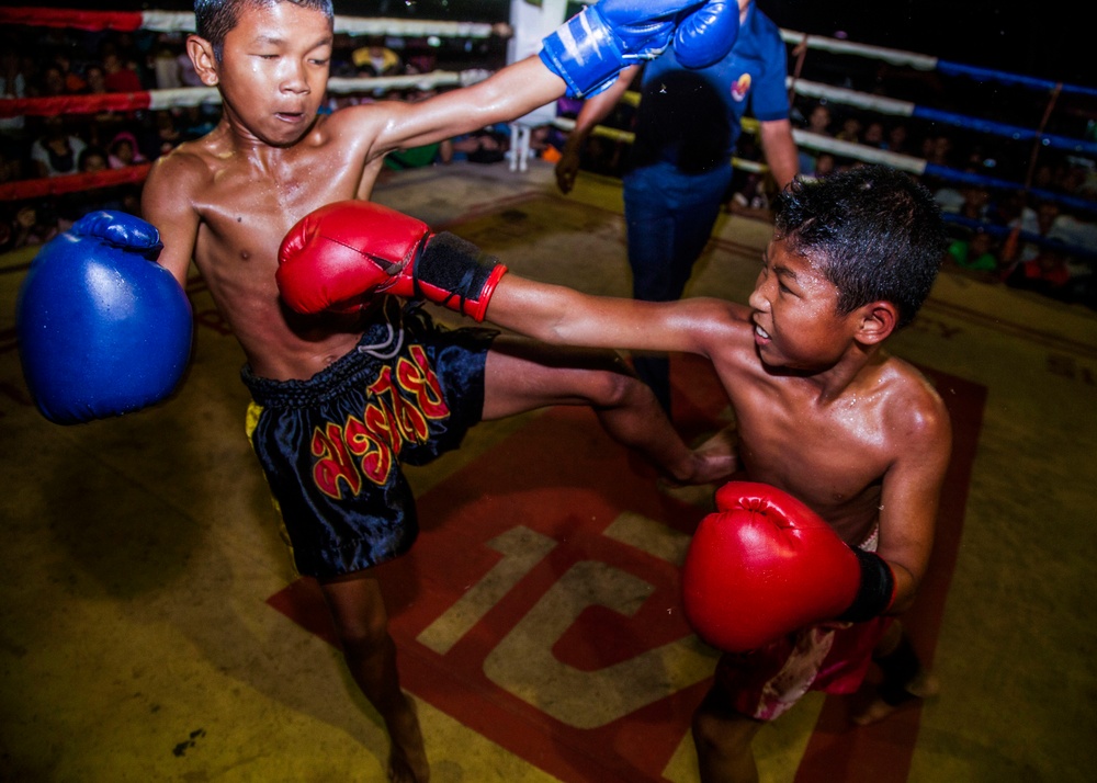 Muay Thai fighters hold exhibition matches for service members during CG 14