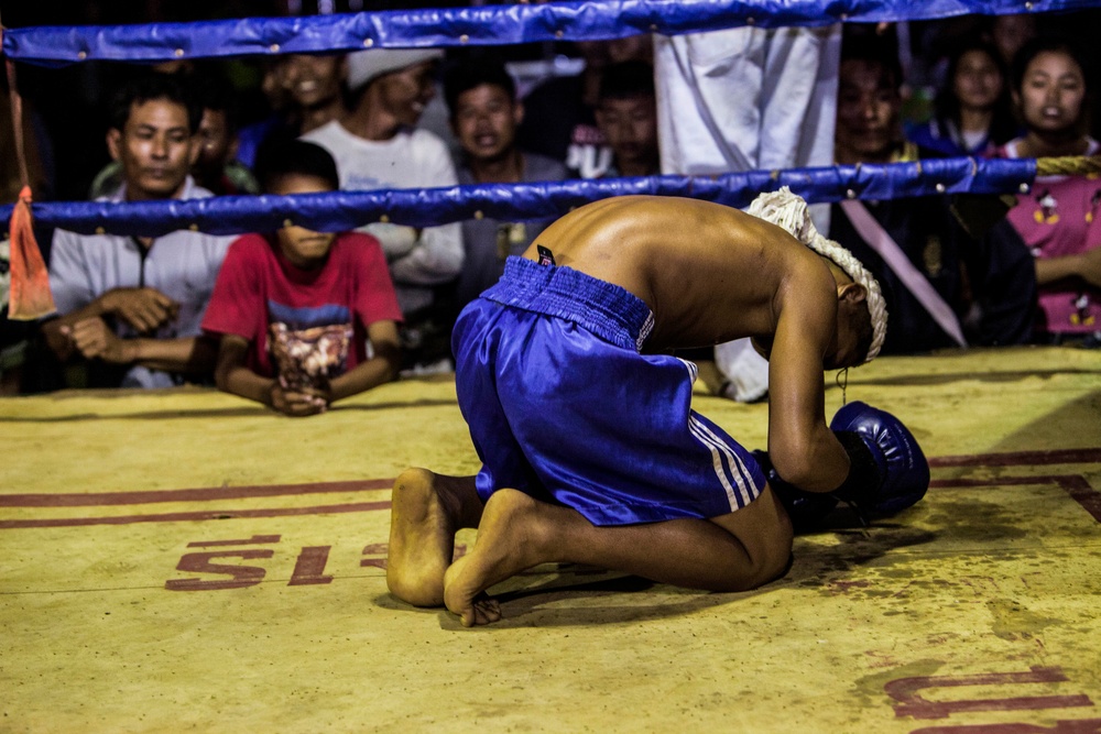 Muay Thai fighters hold exhibition matches for service members during CG 14