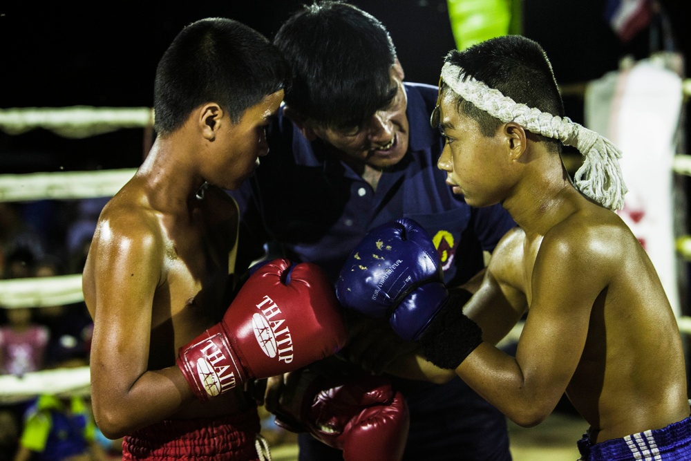 Muay Thai fighters hold exhibition matches for service members during CG 14