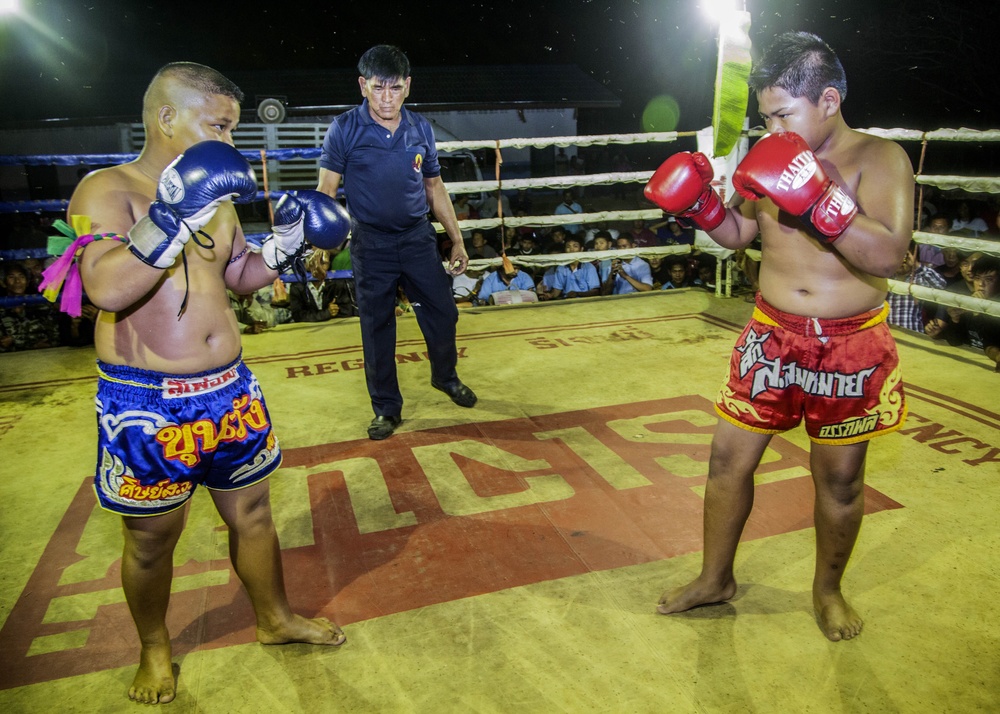 Muay Thai fighters hold exhibition matches for service members during CG 14