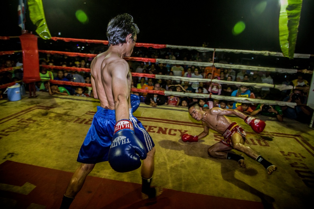 Muay Thai fighters hold exhibition matches for service members during CG 14