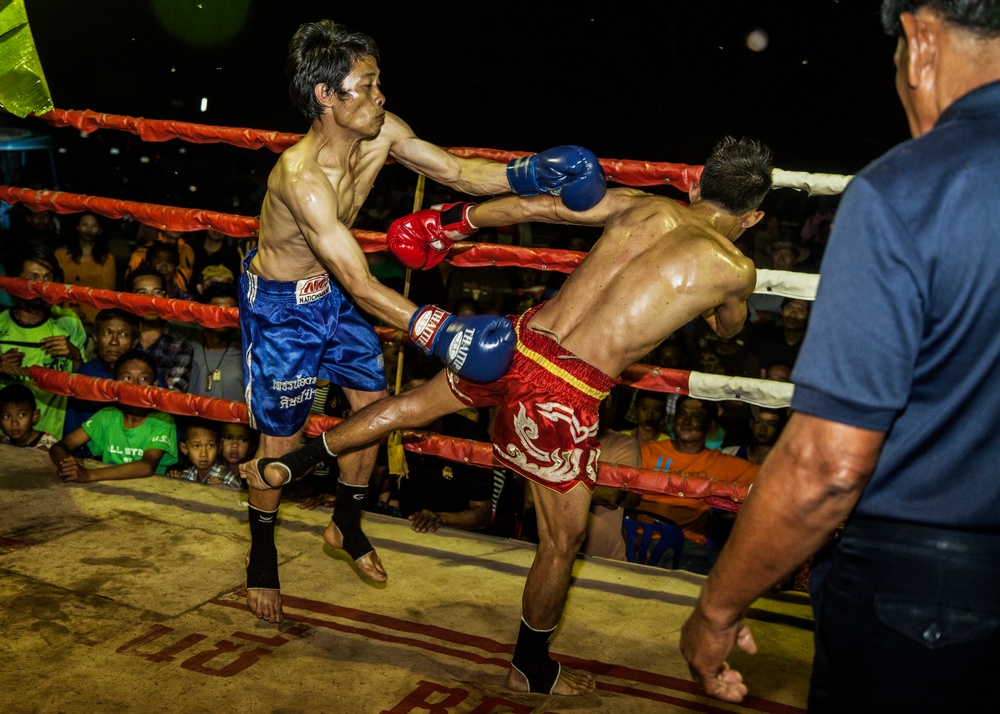 Muay Thai fighters hold exhibition matches for service members during CG 14