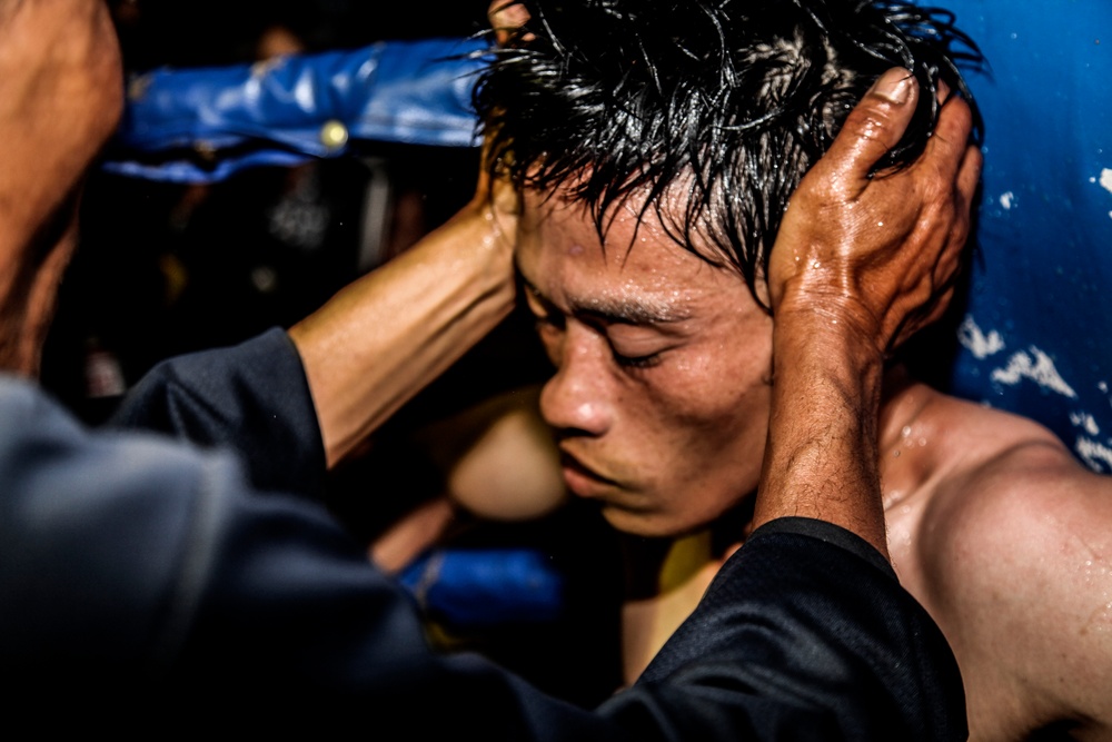 Muay Thai fighters hold exhibition matches for service members during CG 14