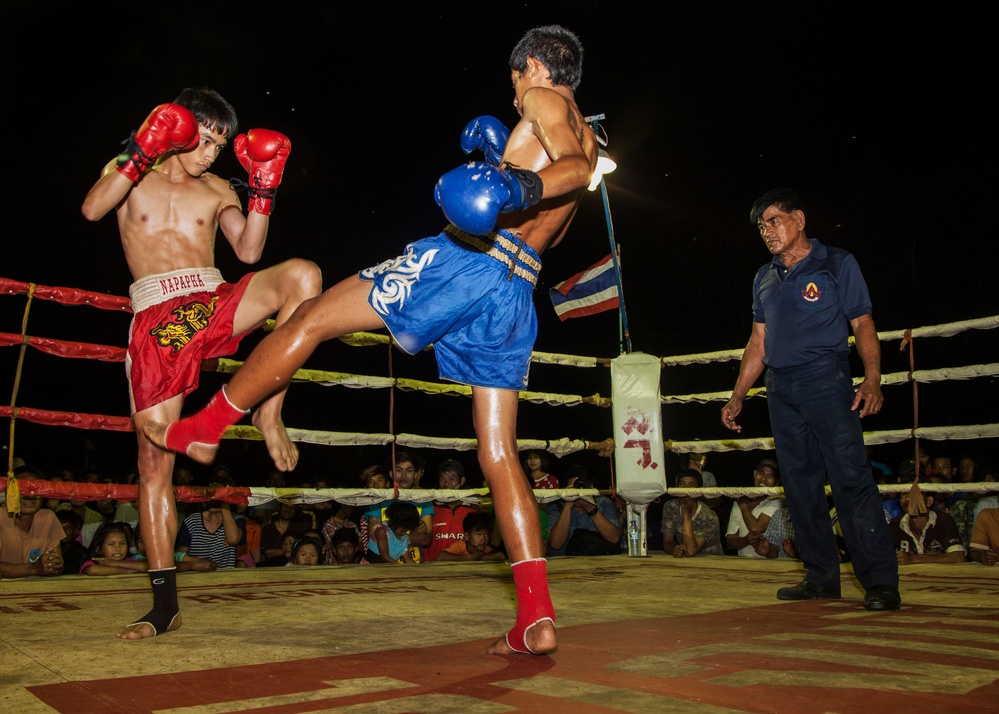 Muay Thai fighters hold exhibition matches for service members during CG 14