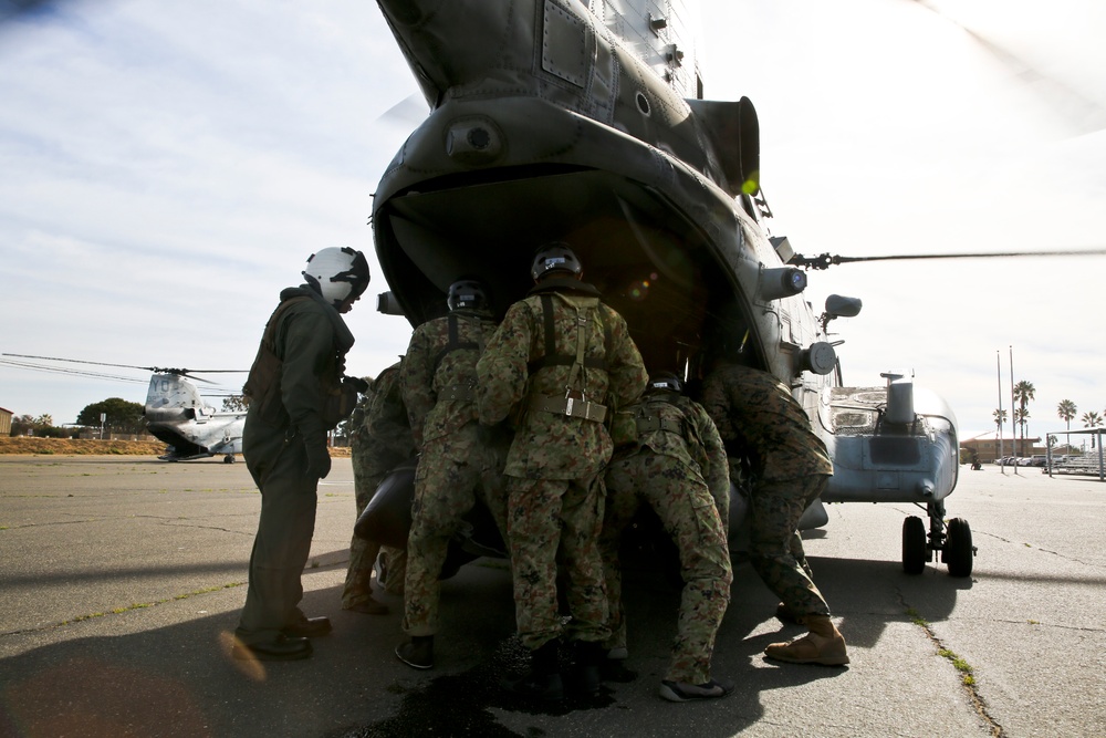 Recon Marines, JGSDF perform helocast, beach raid