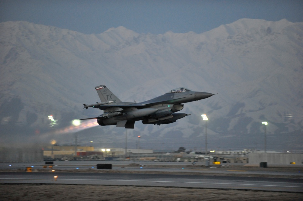Bagram flight line at dawn