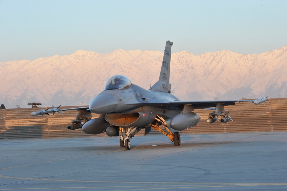 Bagram flight line at dawn