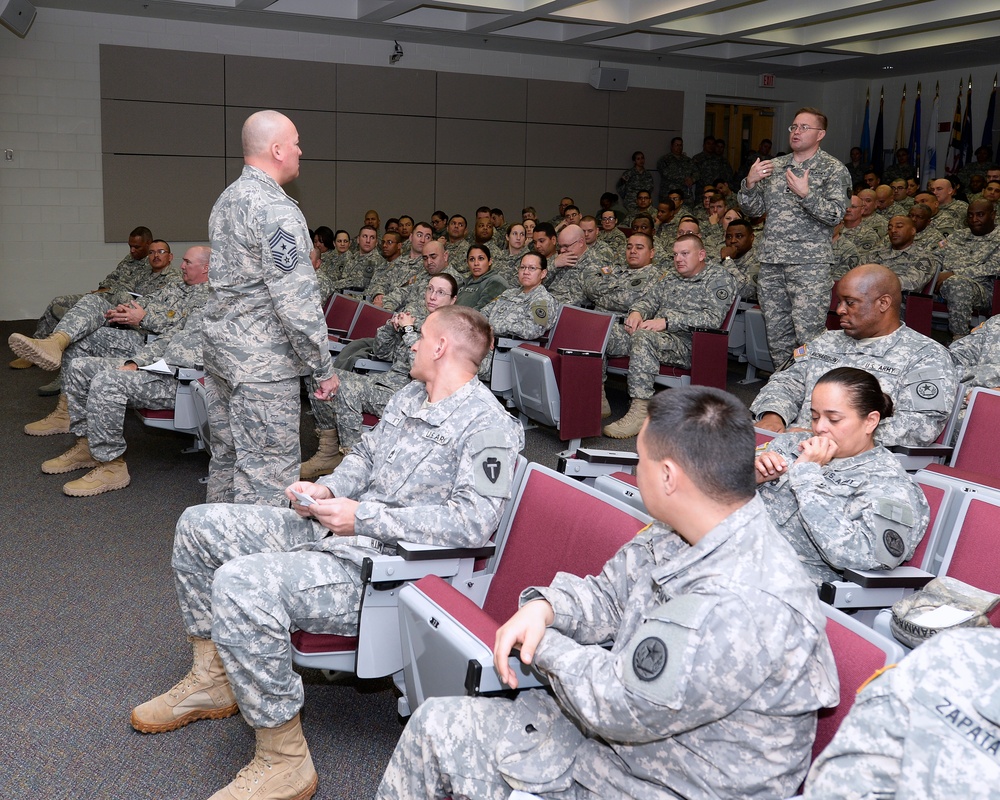 National Guard Bureau senior enlisted leader, Command Chief Master Sgt. Mitchell Brush, visits Texas National Guard