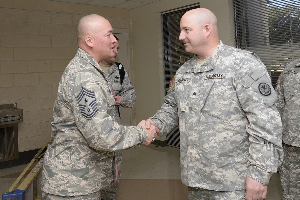 National Guard Bureau senior enlisted leader, Command Chief Master Sgt. Mitchell Brush, visits Texas National Guard