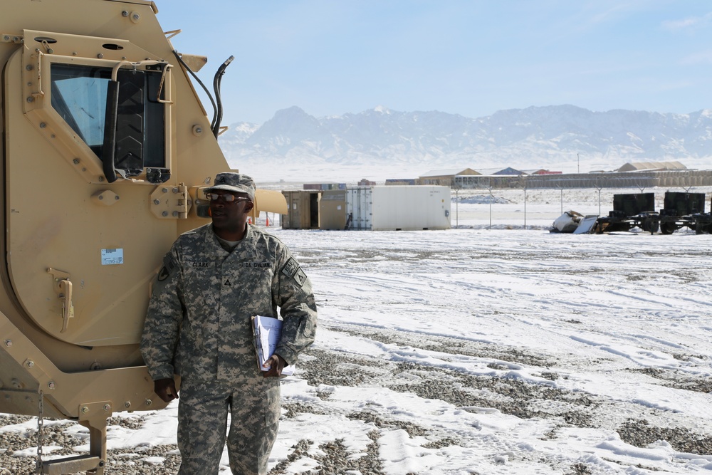 Mr. Donald Clark completes an inspection at FOB Shank