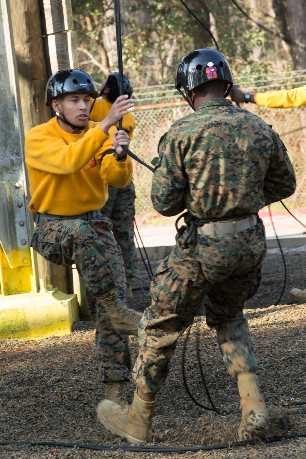 Rappelling recruits overcome fear of heights on Parris Island