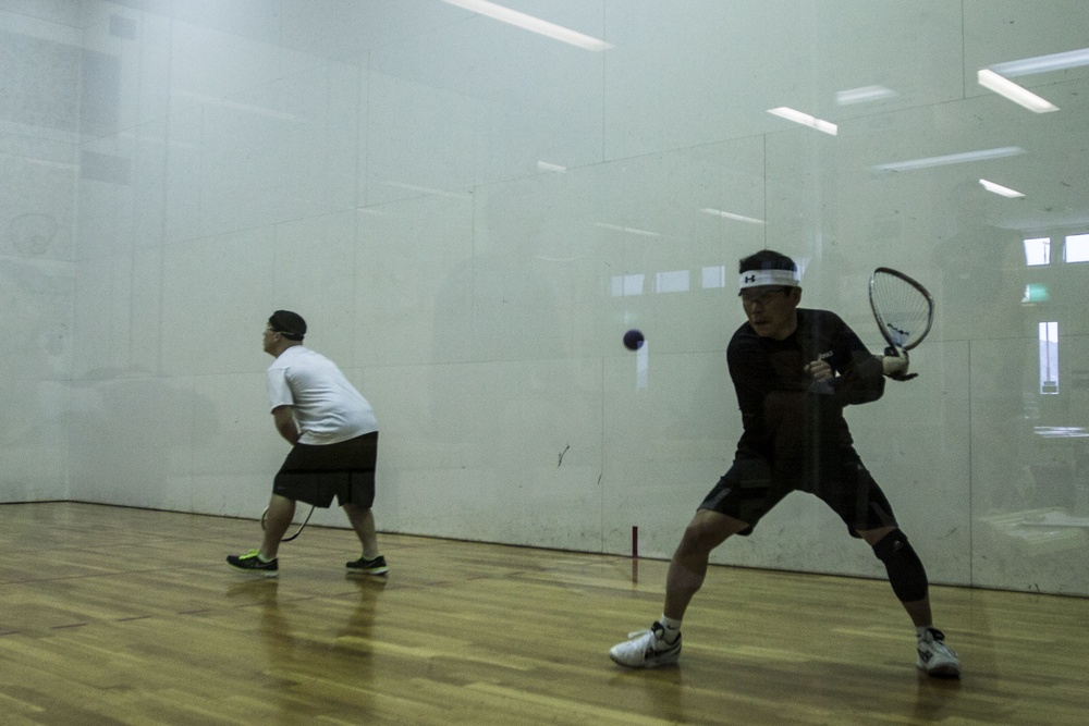 Station residents participate in Commander’s Cup Racquetball competition