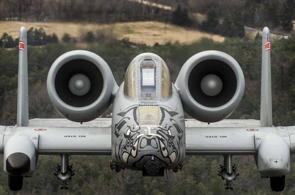Fearsome four-ship: 188th Warthogs train at Razorback Range