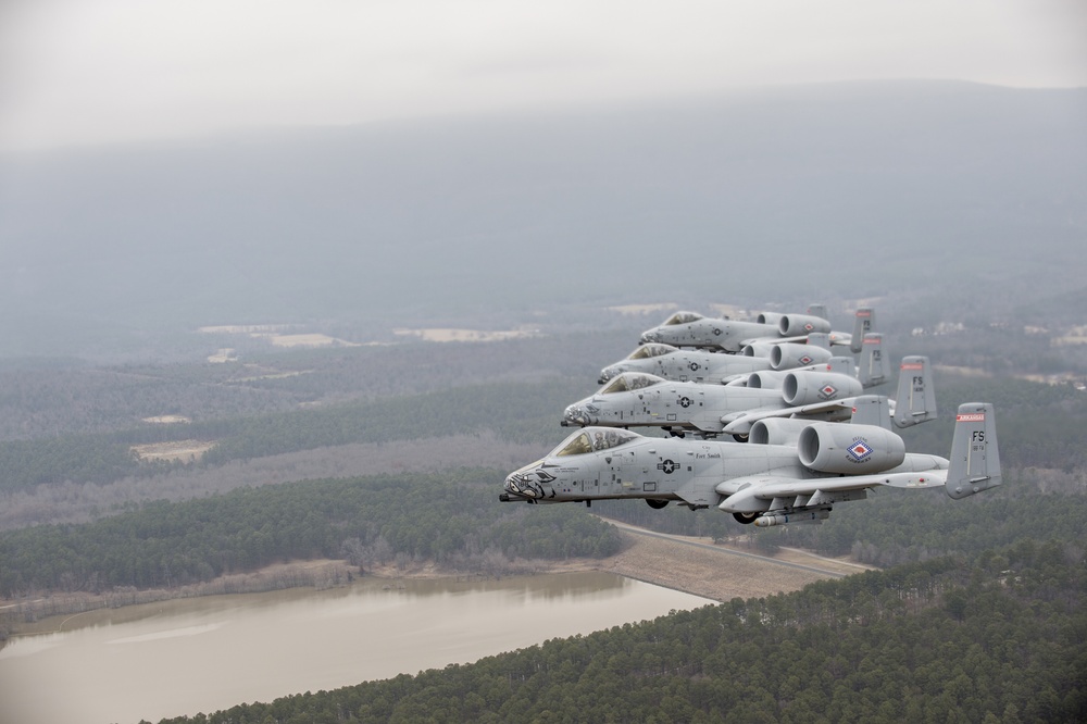 Fearsome four-ship: 188th Warthogs train at Razorback Range