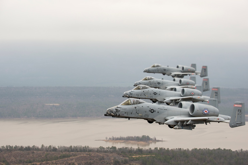 Fearsome four-ship: 188th Warthogs train at Razorback Range