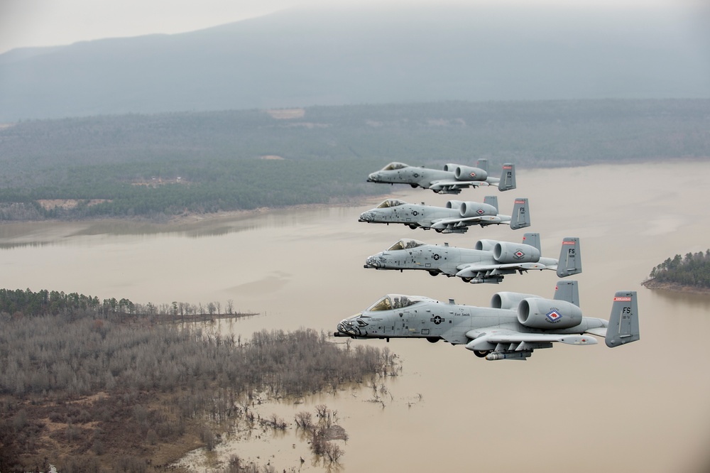 Fearsome four-ship: 188th Warthogs train at Razorback Range