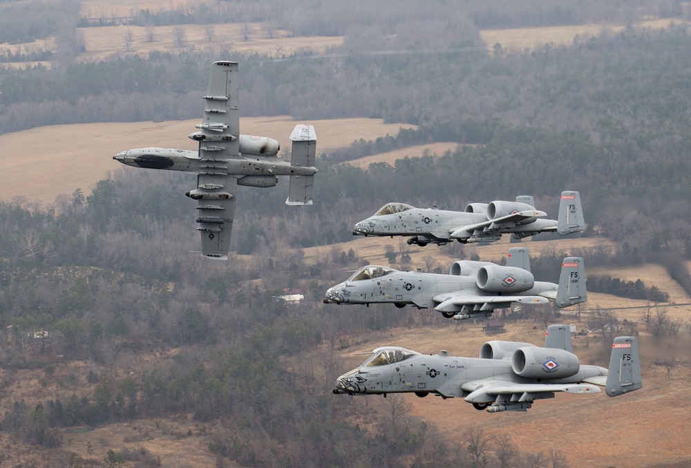 Fearsome four-ship: 188th Warthogs train at Razorback Range