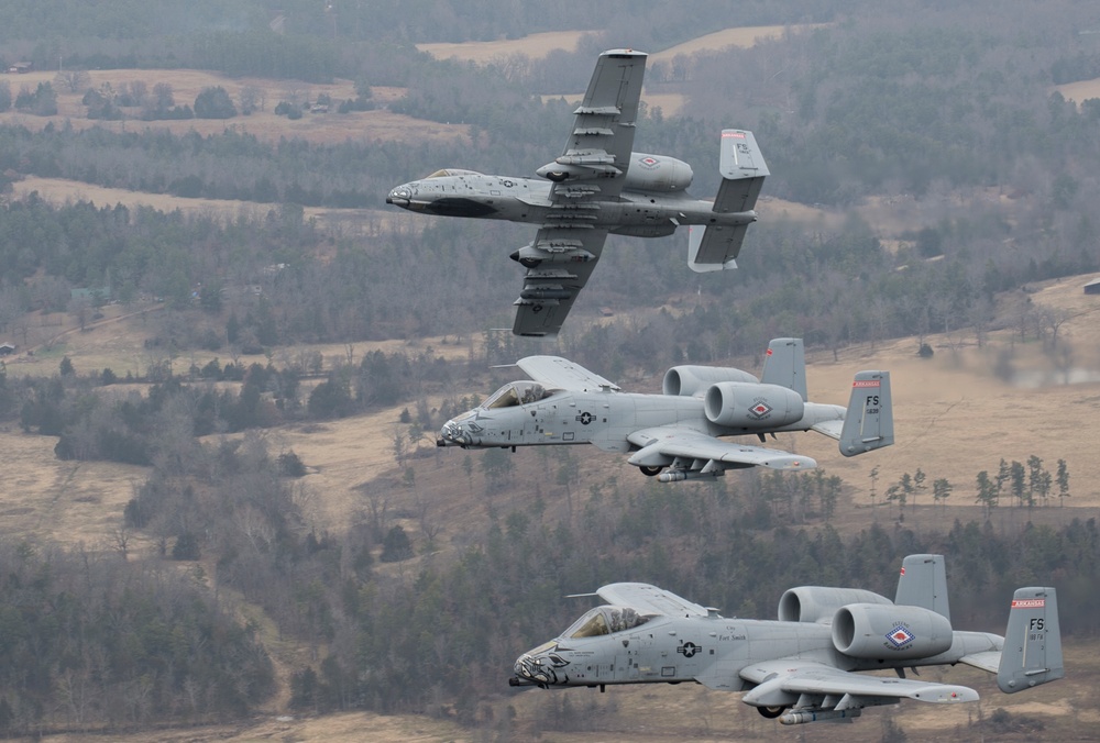 Fearsome four-ship: 188th Warthogs train at Razorback Range