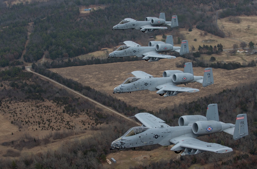Fearsome four-ship: 188th Warthogs train at Razorback Range