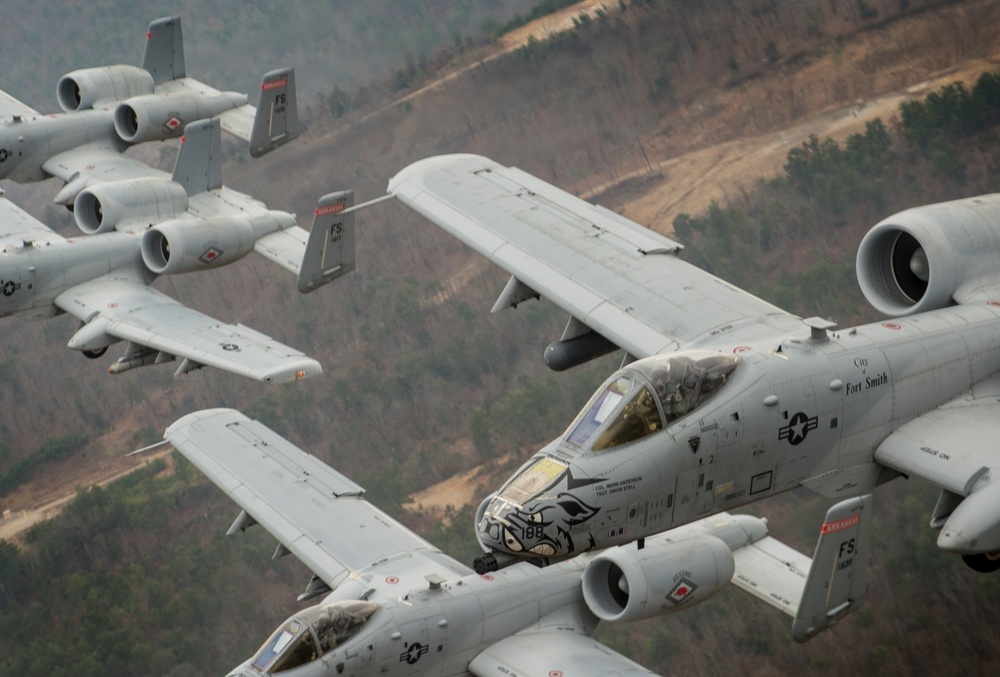 Fearsome four-ship: 188th Warthogs train at Razorback Range