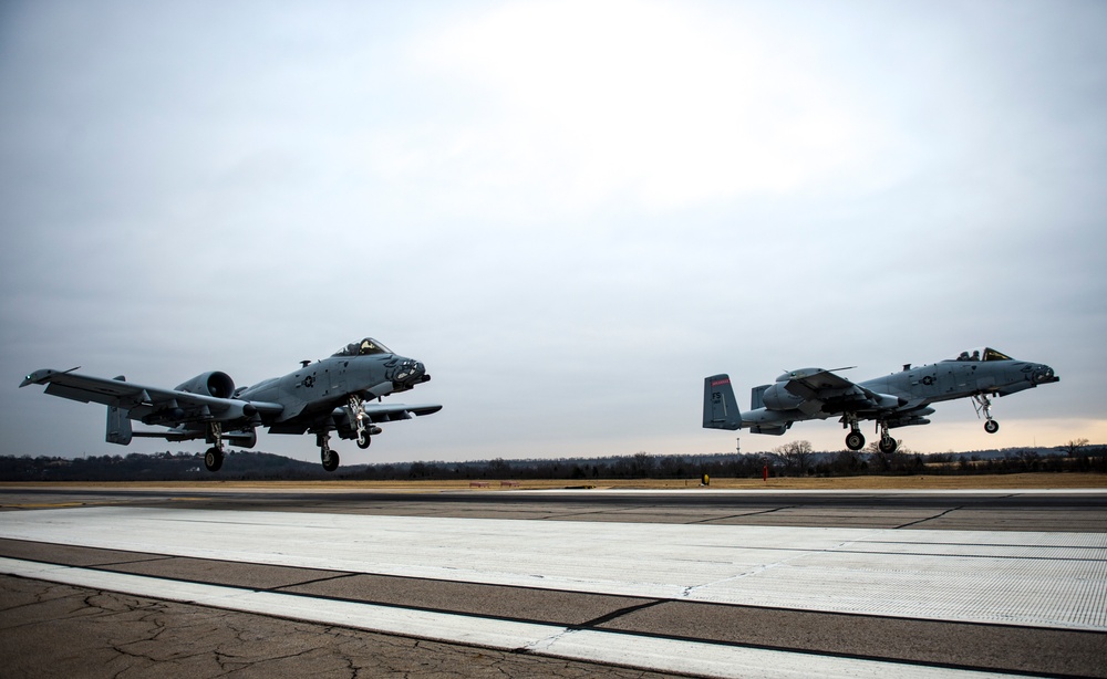Fearsome four-ship: 188th Warthogs train at Razorback Range