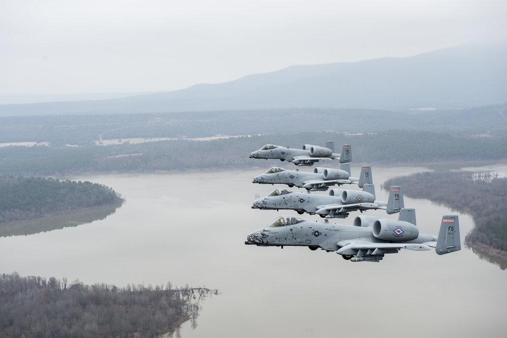 Fearsome four-ship: 188th Warthogs train at Razorback Range