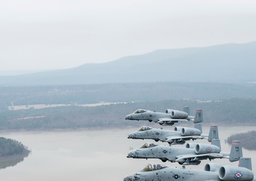 Fearsome four-ship: 188th Warthogs train at Razorback Range