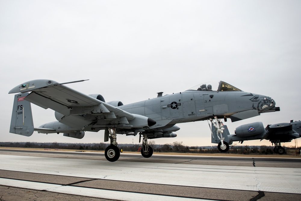 Fearsome four-ship: 188th Warthogs train at Razorback Range