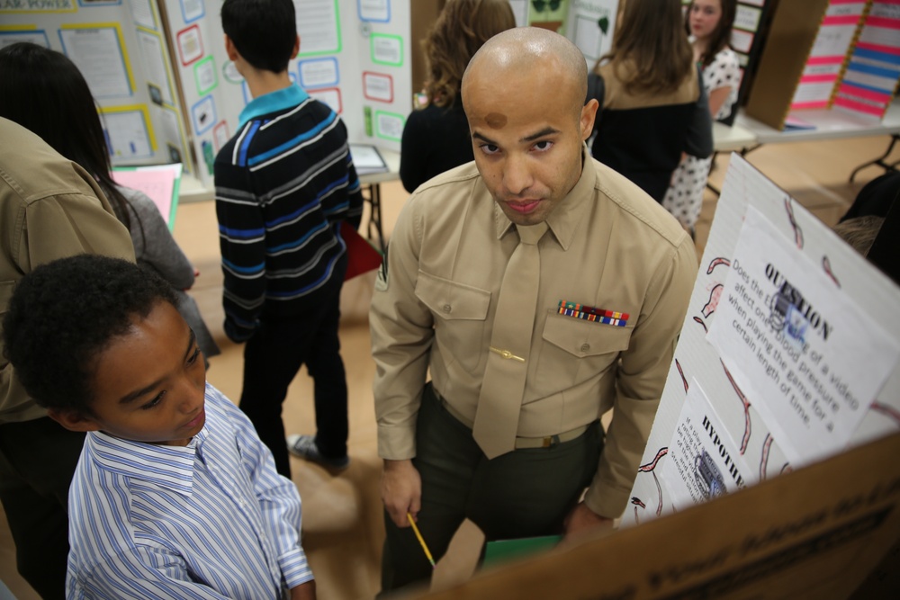 Barstow Marines judge, challenge, interact with local students