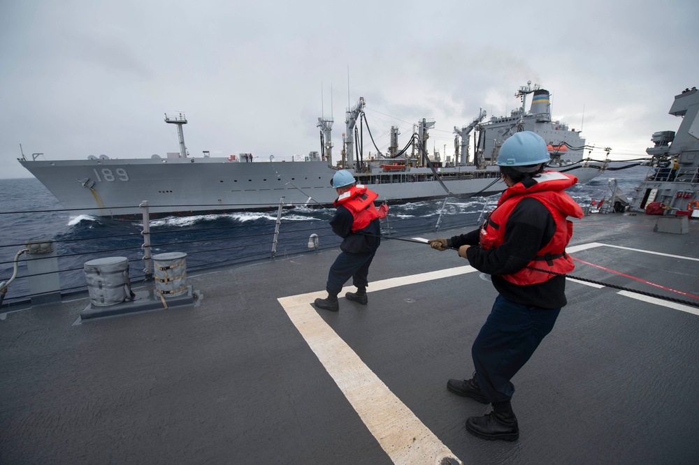 USS Stout heave in phone and distance line